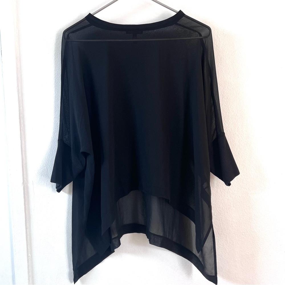 Eileen Fisher Black Sheer Pullover Blouse